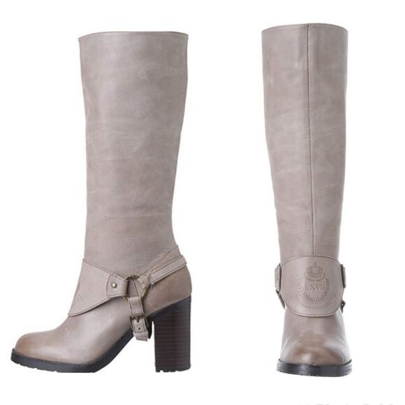NWOB|Ralph Lauren Delsa Taupe Leather Heeled Riding Boots, 6 - Picture 2 of 10